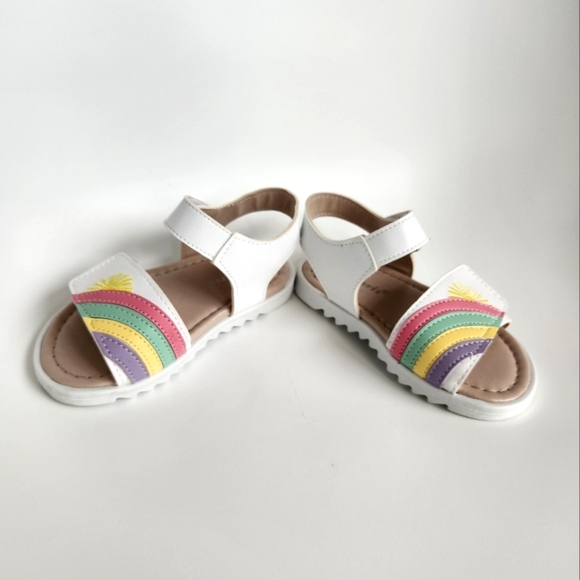 3T Size EU:24/US:8 Toddler Girls Summer White Sandals with Rainbow Embroidery - Picture 8 of 12